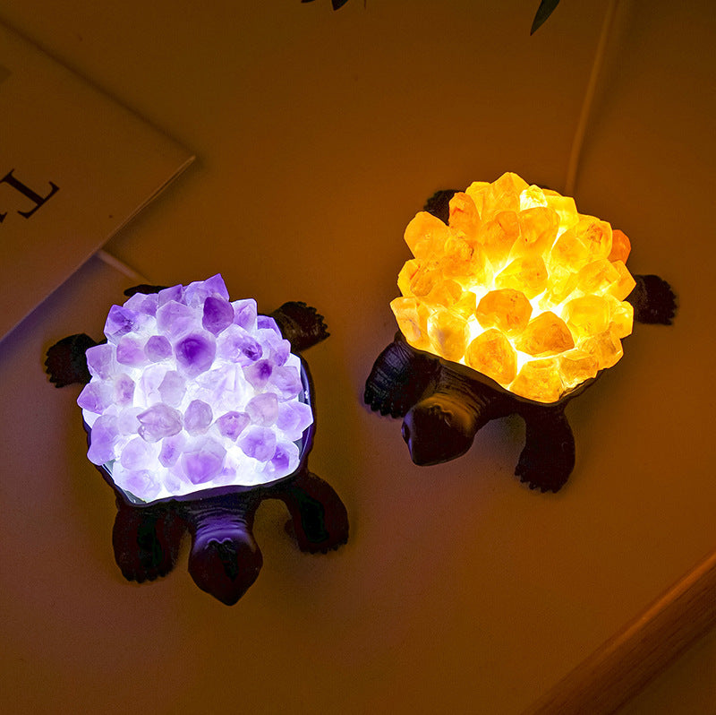 Natural Crystal Turtle Small Night Lamp Creative USB Ambience Light